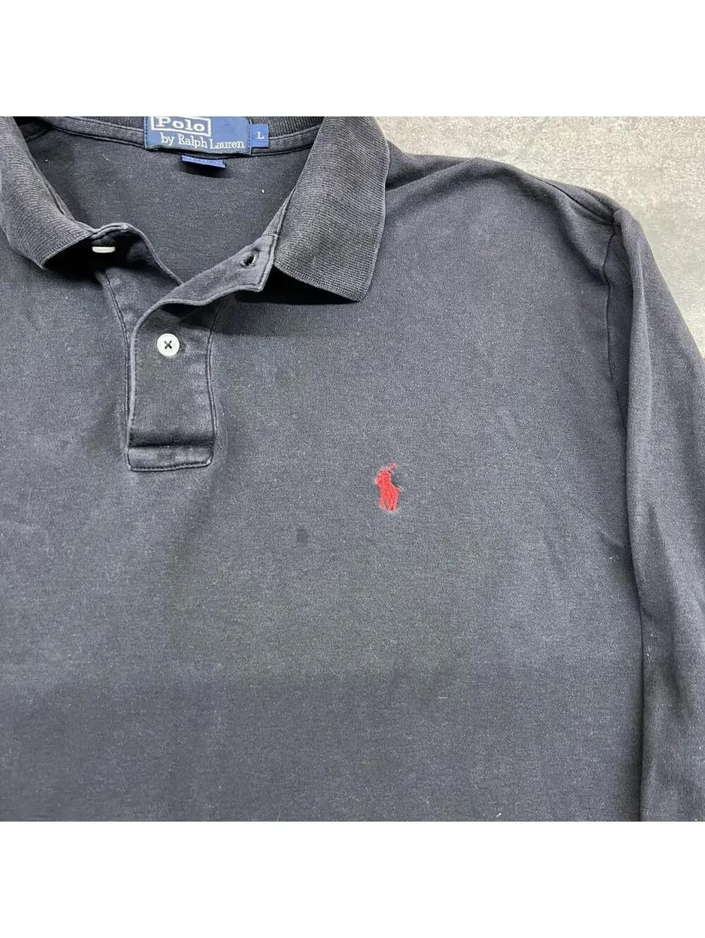 vintage polo ralph lauren black and red rugby polo shirt size large